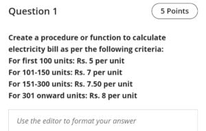 calculate electricity bill- dbms